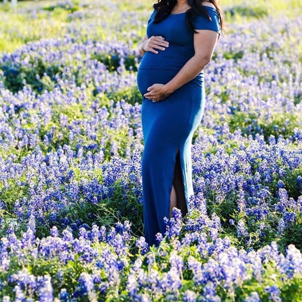 Off the shoulder maternity dress